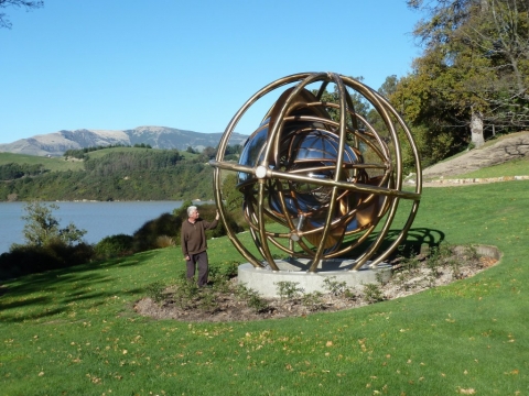 Andrew Drummond with his sculpture