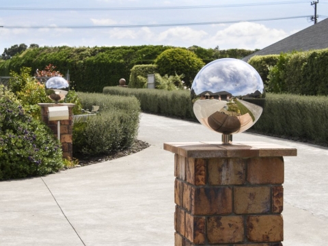 Gate-post reflecting spheres - Taranaki, NZ