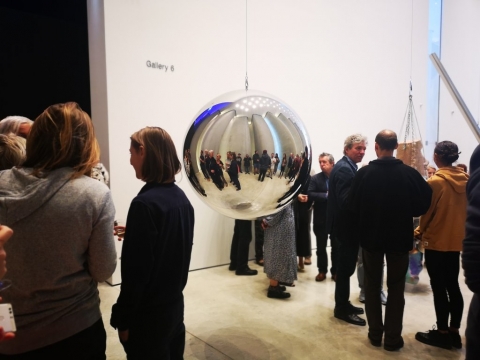Earthcraft 2019, mirror polished stainless steel one metre sphere