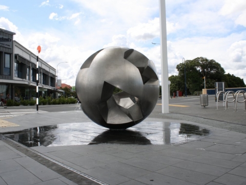 Spherical sculpture with fountain